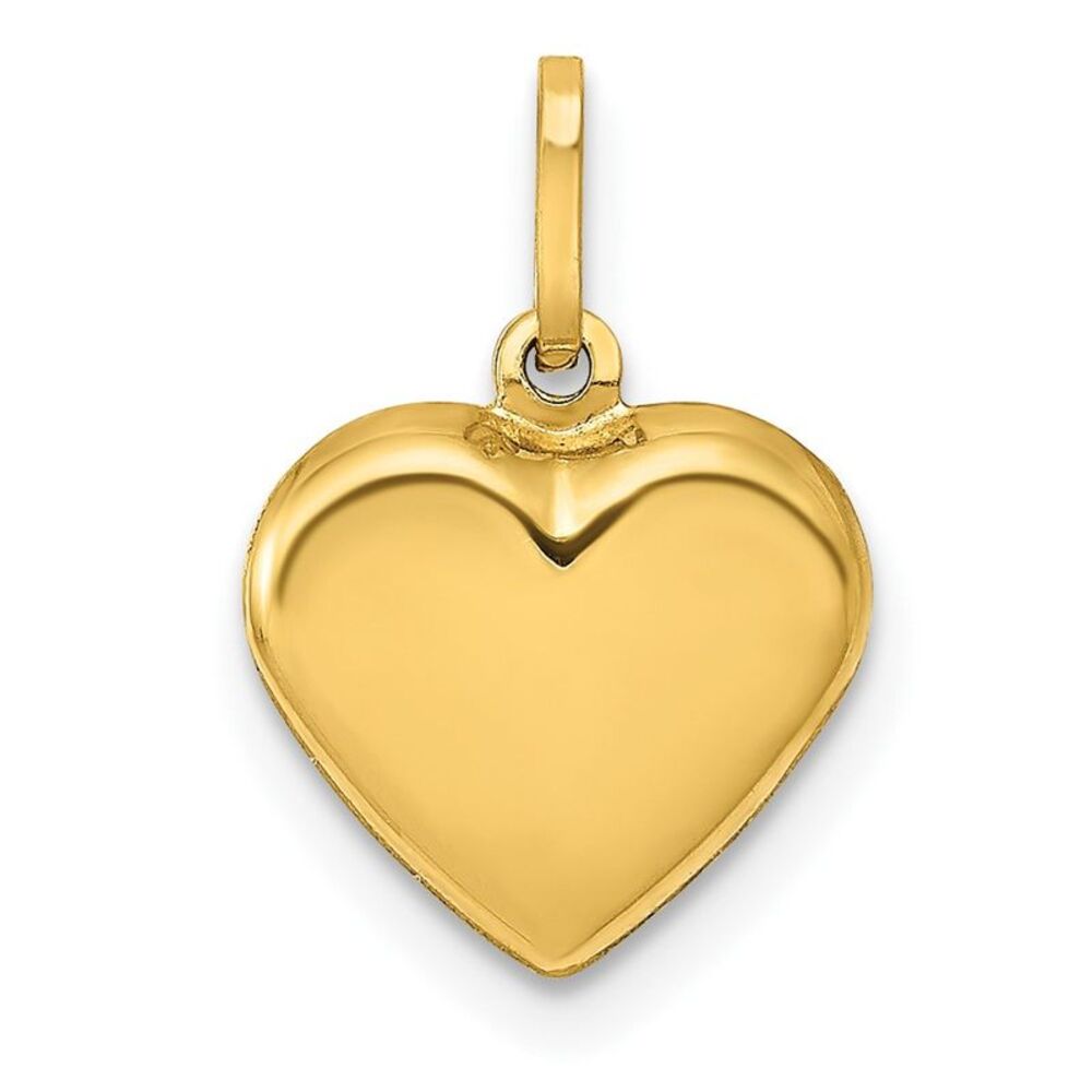 14k Yellow Gold Puffed Heart Charm or Pendant, 10mm (3/8 Inch)
